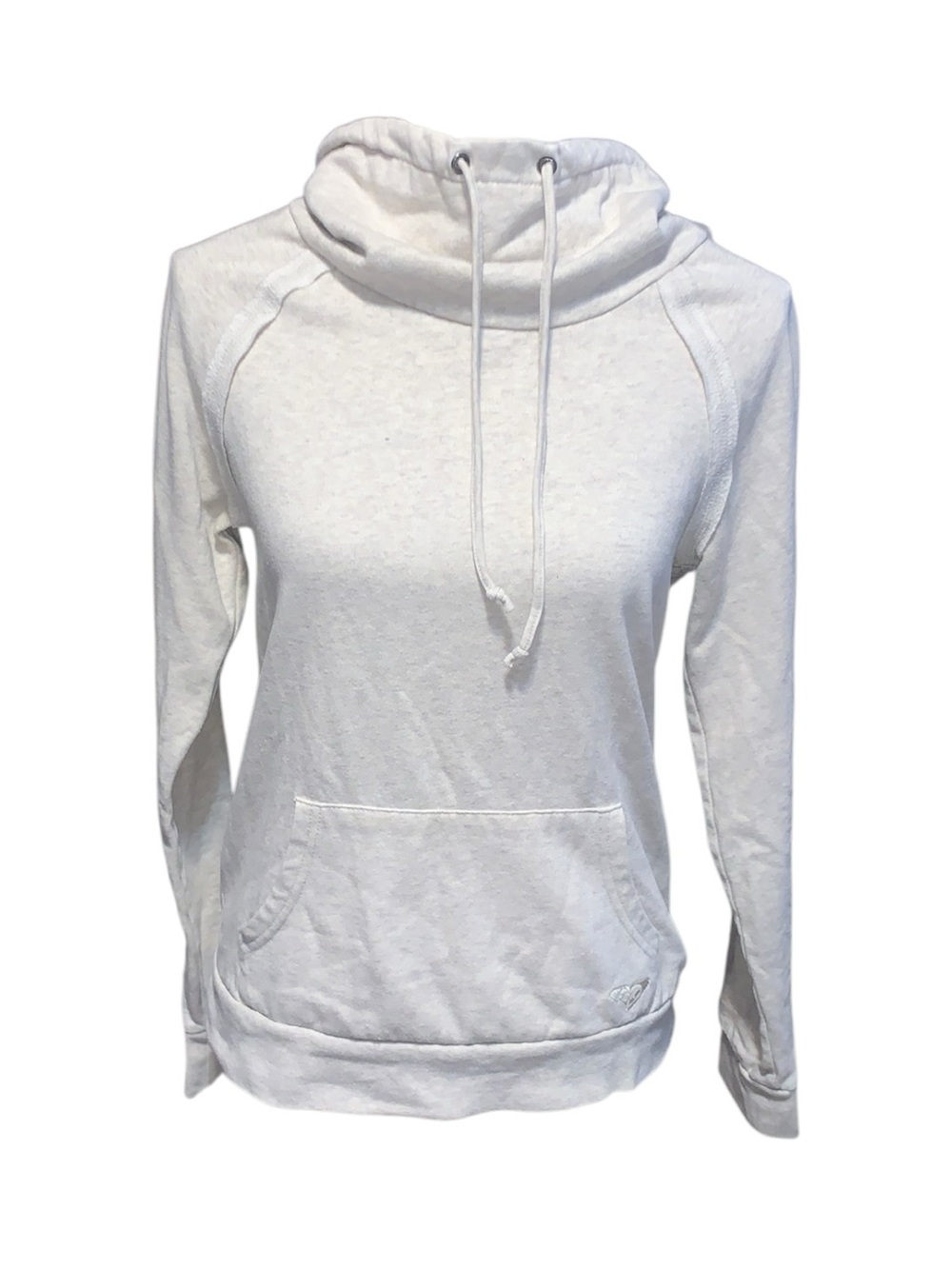Roxy vintage y2k beige high neck hoodie pullover kangaroo pocket
